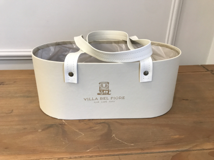 Caixa cesta oval off-white 