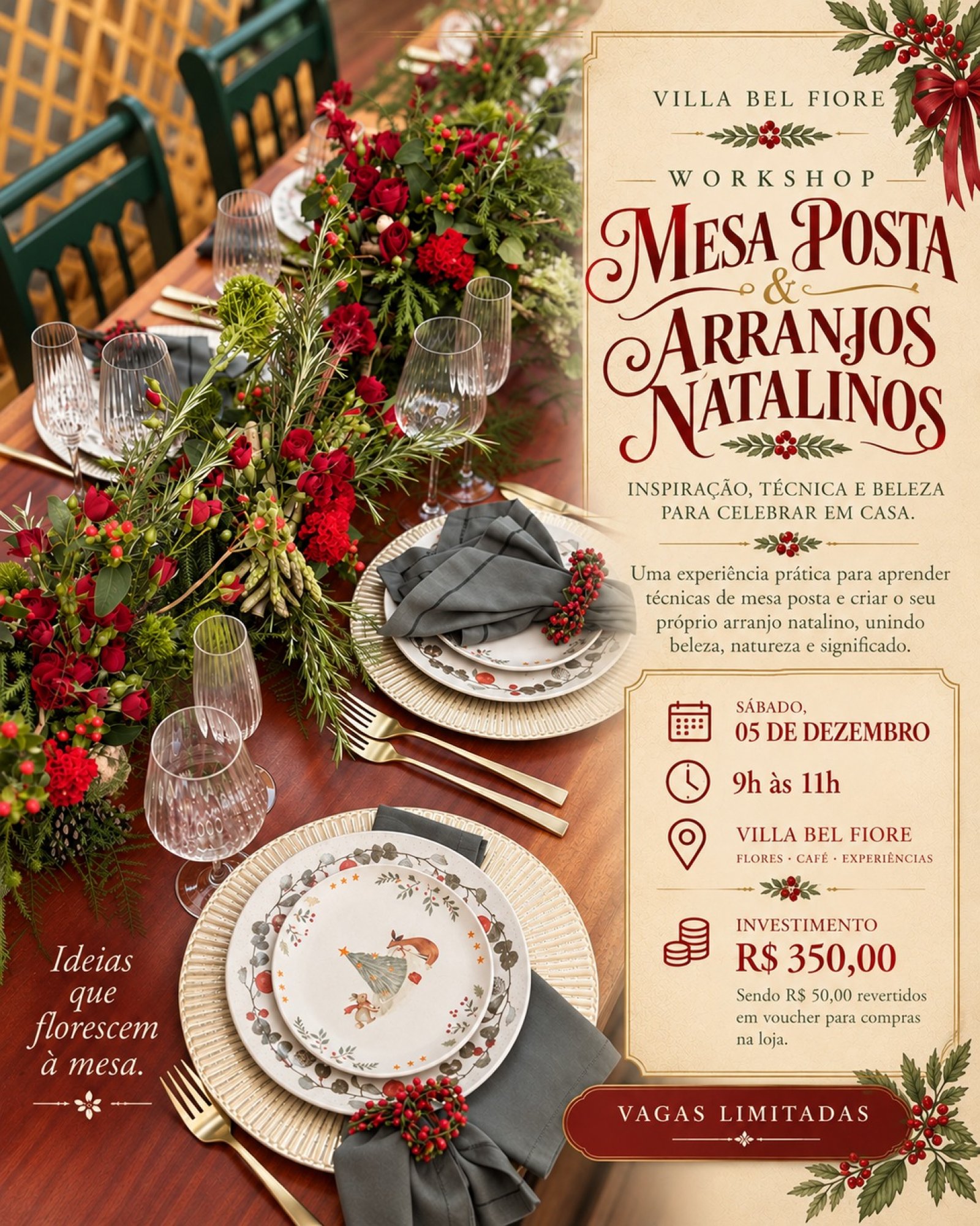 Workshop Mesa Posta & Arranjos Natalinos